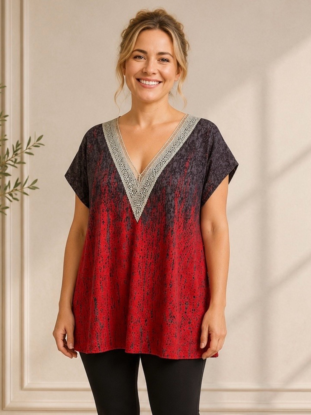 Women’s Red and Blue Top Size XL